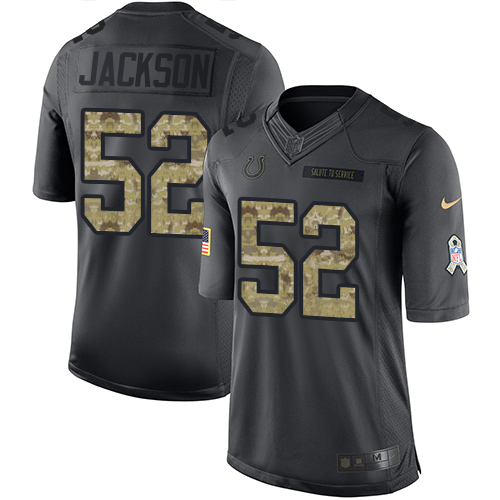 Men's Limited D'Qwell Jackson Nike Jersey Black - #52 2016 Salute to Service NFL Indianapolis Colts